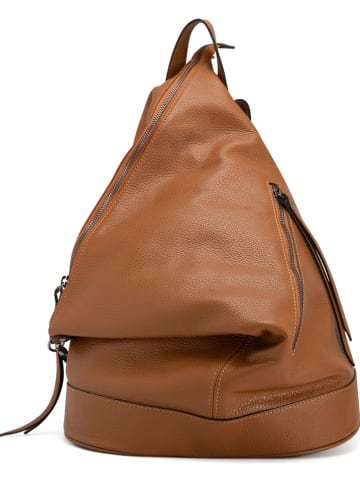 Anna Morellini Leren rugzak "Aureliana" cognackleurig - (B)37 x (H)40 x (D)16 cm