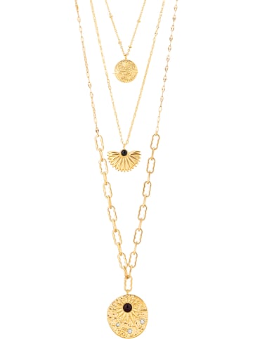 LA CHIQUITA Vergold. Halskette mit Schmuckelementen - (L)80 cm