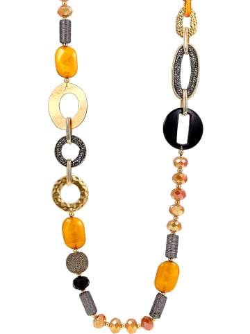 LA CHIQUITA Vergold. Halskette mit Kristallen und Edelsteinen - (L)90 cm