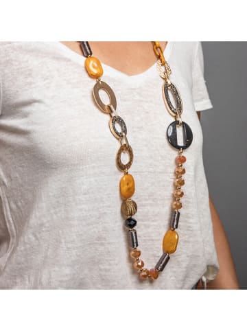 MENTHE À L'O Vergulde ketting met kristallen en edelstenen - (L)90 cm