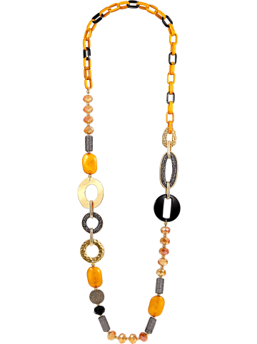 LA CHIQUITA Vergulde ketting met kristallen en edelstenen - (L)90 cm