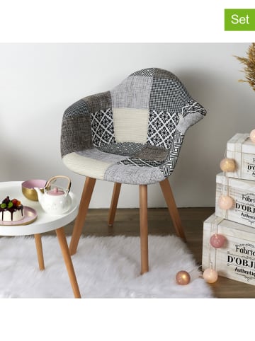 THE HOME DECO FACTORY 2er-Set: Esszimmerstühle in Grau/ Beige - (B)59 x (H)85 x (T)63,8 cm