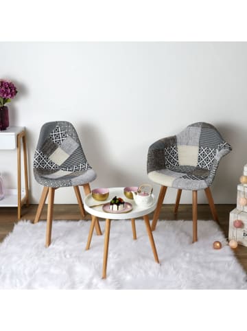 THE HOME DECO FACTORY 2-delige set: eetkamerstoelen grijs/beige - (B)59 x (H)85 x (D)63,8 cm