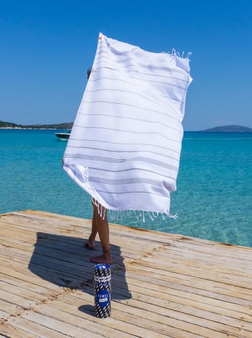 Towel to Go Strandtuch "Towel to Go - Ipanema" in Weiß/ Schwarz - (L)180 x (B)100 cm