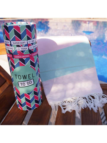 Towel to Go Strandtuch "Towel To Go" in Rosa/ Türkis - (L)180 x (B)100 cm