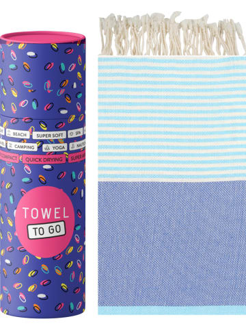 Towel to Go Strandtuch "Towel to Go - Palermo" in Blau/ Türkis - (L)180 x (B)100 cm