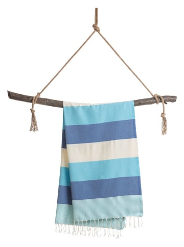 Towel to Go Strandtuch "Towel to Go - Palermo" in Blau/ Türkis - (L)180 x (B)100 cm