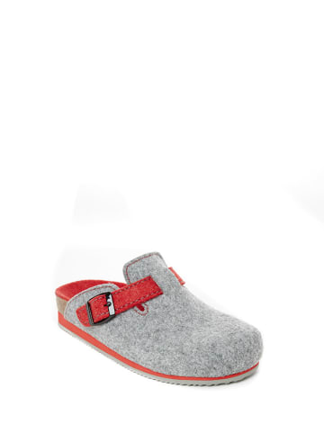 Mandel Clogs in Grau/ Rot