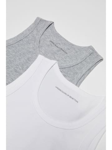 Benetton 2-delige set: onderhemden grijs/wit