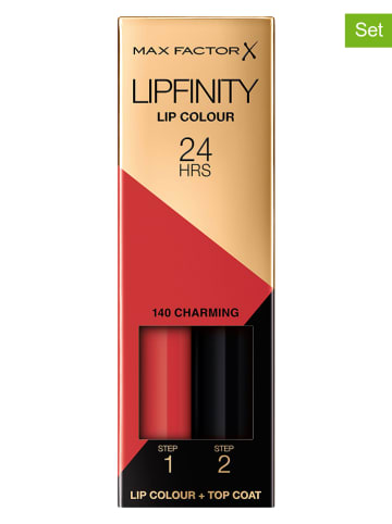 Max Factor Lipgloss met topcoat "Lipfinity - 140 Charming", elk 2,3 ml