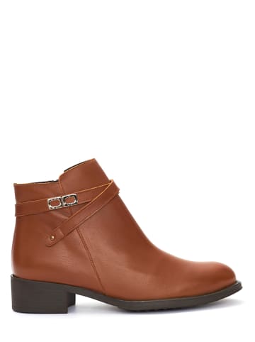 Abril Flowers Leder-Boots in Braun
