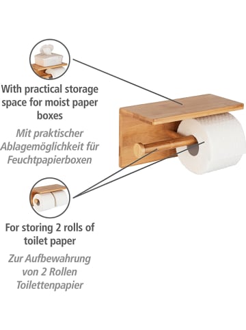 Wenko Toiletrolhouder "Duo Bambusa" bamboekleurig - (B)33 x (H)11 x (D)13 cm