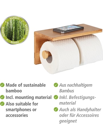 Wenko Toiletrolhouder "Duo Bambusa" bamboekleurig - (B)33 x (H)11 x (D)13 cm