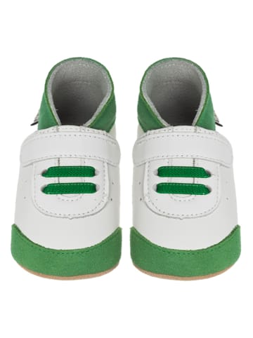 Lait et Miel Leder-Krabbelschuhe "Sneakers" in Grün/ Weiß