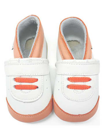 Lait et Miel Skórzane buty w kolorze pomarańczowo-białym do raczkowania