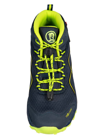 Trollkids Buty trekkingowe "Nordland Hiker Mid" w kolorze granatowo-limonkowym