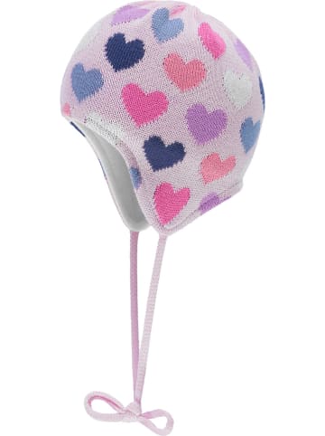 Döll Dzianinowa czapka w kolorze jasnoróżowym ze wzorem