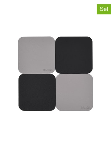 DUKA 4-delige set: placemats grijs/zwart - (L)10 x (B)10 cm