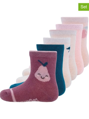 Ewers 6-delige set: sokken "Fruit" roze/donkerblauw