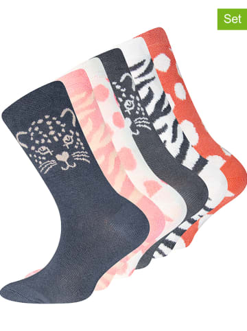 ewers 6-delige set: sokken grijs/lichtroze/oranje
