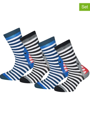 ewers 4-delige set: sokken zwart/blauw