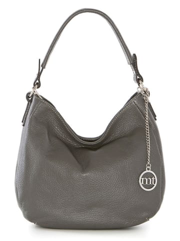 Mia Tomazzi Leren schoudertas "Molise" grijs - (B)30 x (H)20 x (D)8 cm
