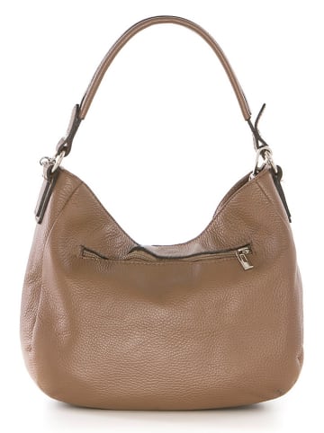 Mia Tomazzi Leder-Schultertasche "Molise" in Hellbraun - (B)30 x (H)20 x (T)8 cm