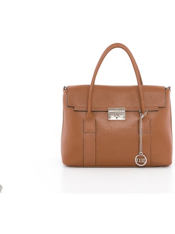 Mia Tomazzi Leder-Henkeltasche "Digione" in Hellbraun - (B)33 x (H)25 x (T)13 cm