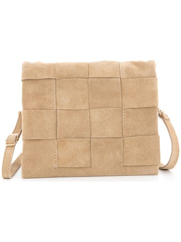 Mia Tomazzi Leder-Umhängetasche "Empoli" in Taupe - (B)23 x (H)17 x (T)5 cm