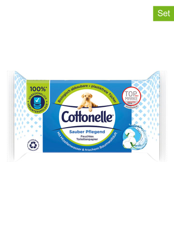 Cottonelle 12er-Set: Feuchtes Toilettenpapier "Sauber Pflegend" - 12x 42 Stück