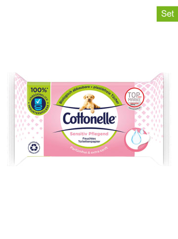Cottonelle 12er-Set: Feuchtes Toilettenpapier "Sensitiv Pflegend" - 12x 42 Stück