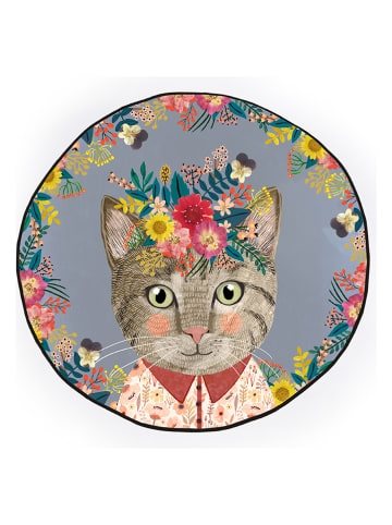 Folkifreckles Tapijt "Floral Cat" meerkleurig - Ø 120 cm