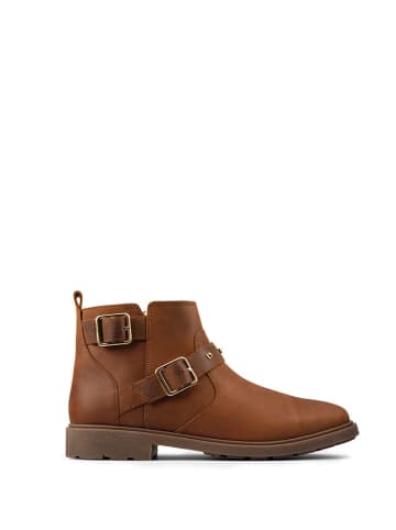 Clarks Skórzane botki w kolorze karmelowym