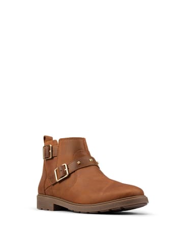 Clarks Skórzane botki w kolorze karmelowym