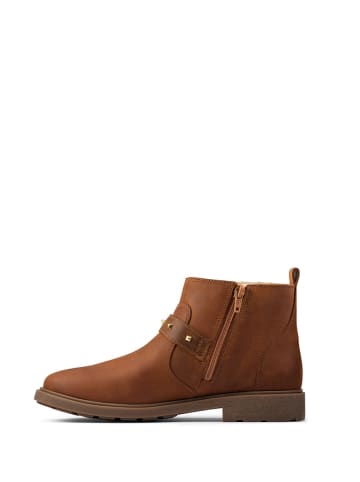 Clarks Skórzane botki w kolorze karmelowym