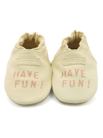Robeez Skórzane buty "Have Fun" w kolorze beżowym do raczkowania