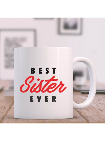 WOOOP Kop "Best Sister Ever" wit/rood - 330 ml