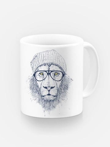 WOOOP Tasse "Cool Lion" in Weiß/ Dunkelblau - 330 ml