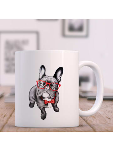 WOOOP Kubek "Happy Dog" w kolorze biało-czarno-czerwonym - 330 ml
