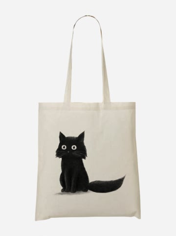 WOOOP Stoffen tas "Sitting Cat" crème/zwart - (B)36 x (H)43 cm
