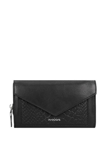 Wojas Leren portemonnee zwart - (B)16 x (H)9,5 x (D)3 cm