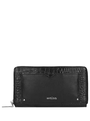 Wojas Leder-Geldbörse in Schwarz - (B)19 x (H)10,5 x (T)2 cm