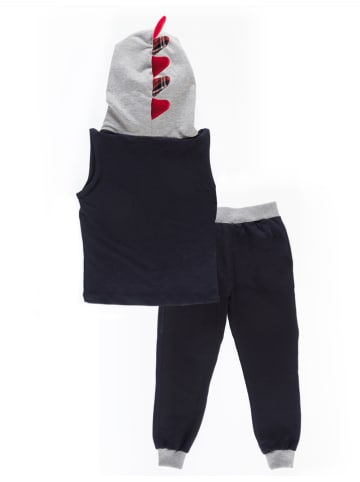 Denokids 2-delige outfit "Dino" donkerblauw/grijs