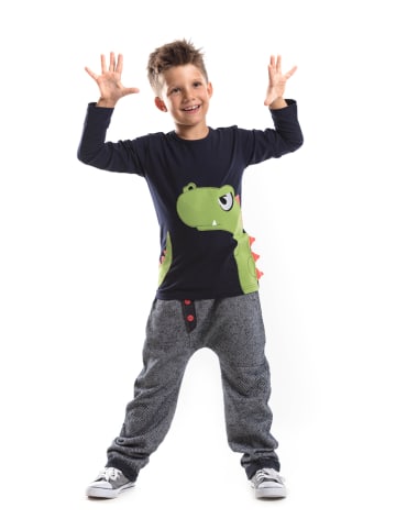 Denokids 2-delige outfit "Dino Moe" zwart/grijs