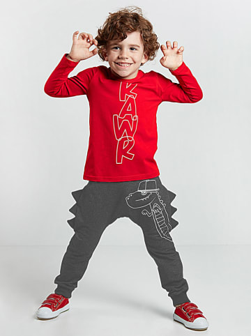 Denokids 2tlg. Outfit "Dino Spikes" in Rot/ Anthrazit