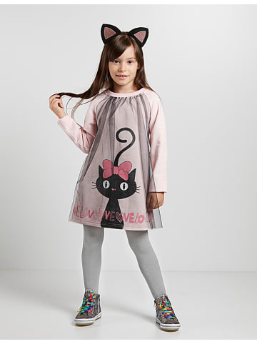Deno Kids Sukienka "Love Cats" w kolorze jasnoróżowym