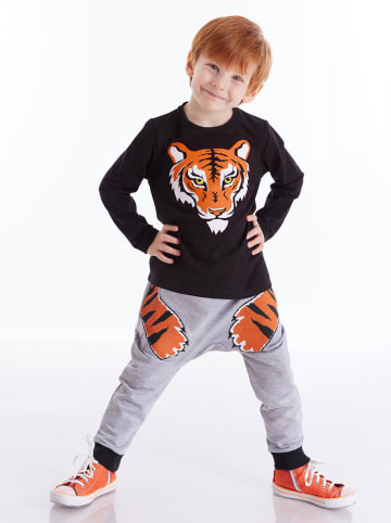 Denokids 2-delige outfit "Tiger Paws" zwart/grijs