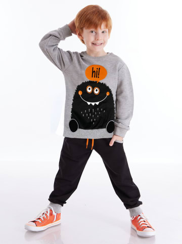 Deno Kids 2tlg. Outfit "Cute Monster" in Grau/ Schwarz