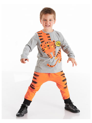 Denokids 2-delige outfit "Little Tiger" grijs/oranje