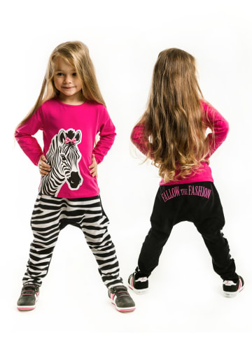 Denokids 2-delige outfit "Zebra Fashion" roze/zwart